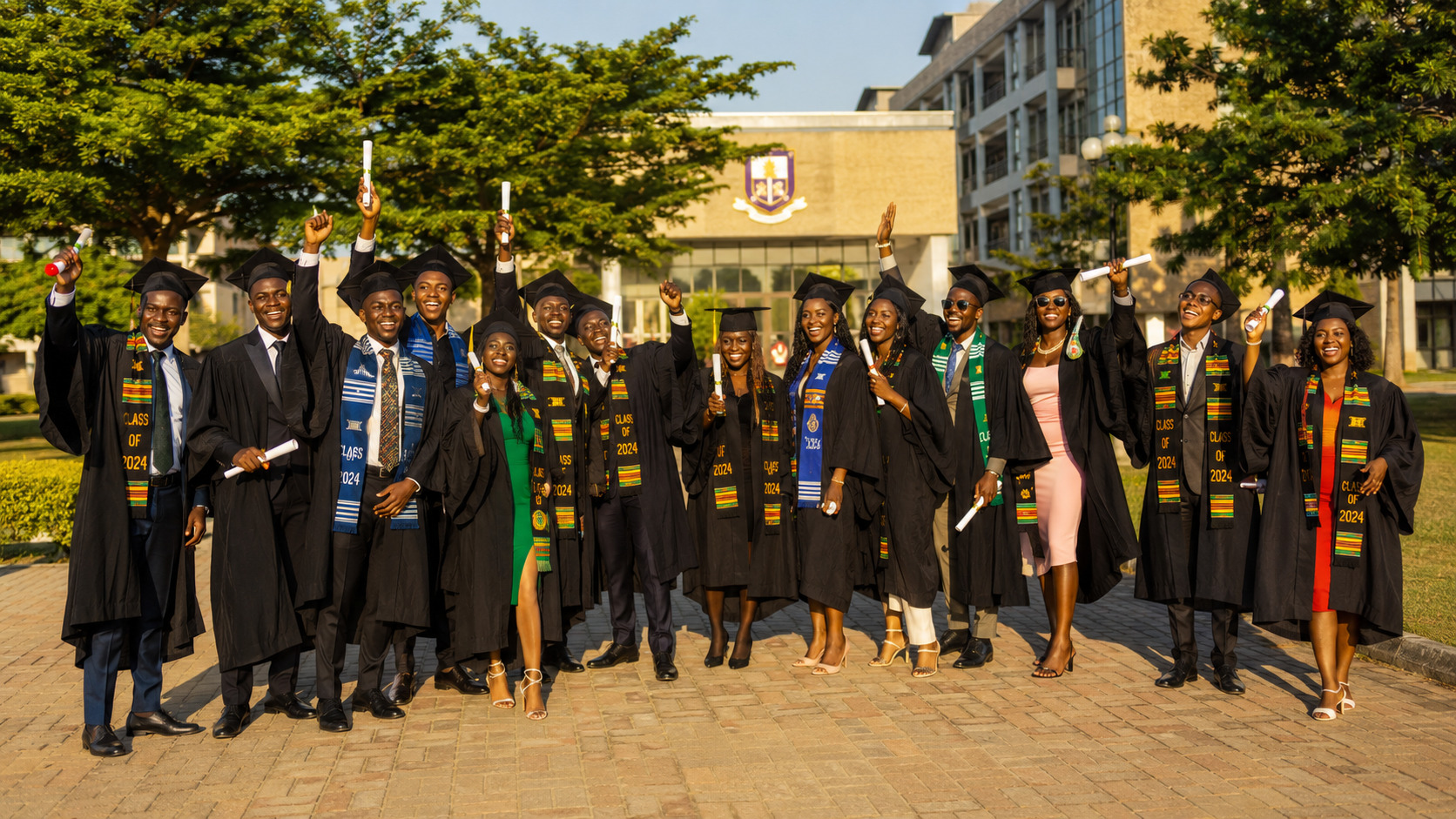 Nigerian students celebrating graduation, ready to pursue international scholarships